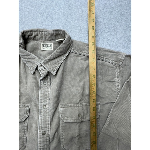 LL Bean Corduroy Shirt Mens XL Beige Long Sleeve Button Front Made in Canada Vtg - Picture 4 of 7